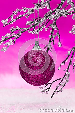 Pink Christmas ball Stock Photo