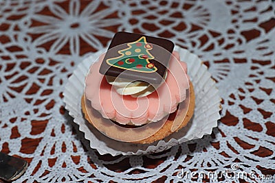 Pink Christmas confectionery Stock Photo