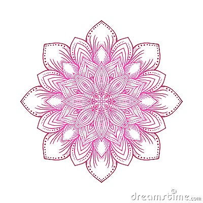 Pink circular lotus mandala flower pattern Vector Illustration