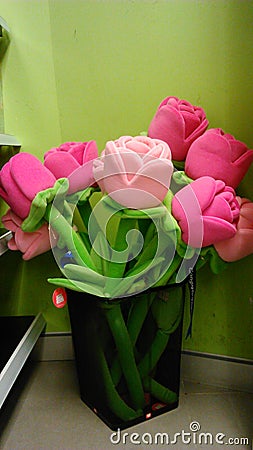 Pink clothes roses bouquet Stock Photo