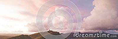 Pink cloudy sky social banner Stock Photo
