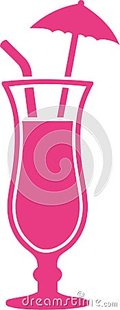 Pink Cocktail glass Pina colada Vector Illustration