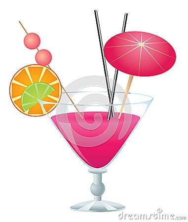 Pink cocktail Vector Illustration