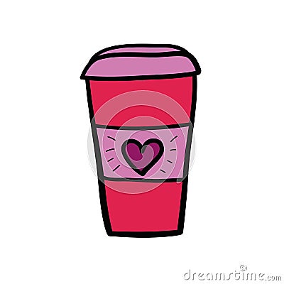 Pink coffee cup with heart Stock Photo