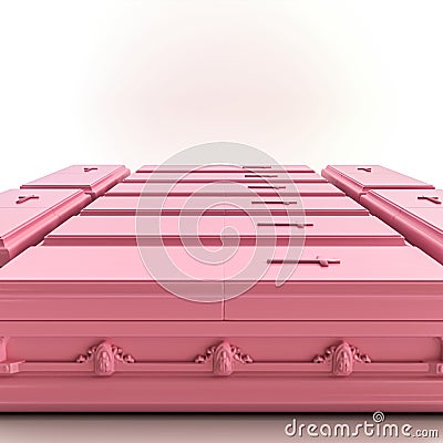 pink coffins isolated on white background Cartoon Illustration