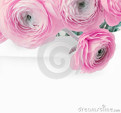 Pink color anemone flower bouquet on light background Stock Photo