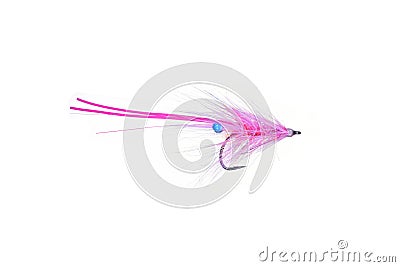 Pink color artificial fishing fly Stock Photo