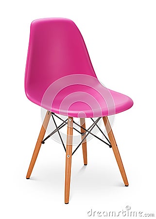 Pink color chair, modern designer, chair isolated on white background. Series of furnitureGreen color chair, modern designer. Editorial Stock Photo