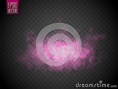 Pink color smoke isolated. Bright vector cloudiness, mist or smog background. Vector Vector Illustration