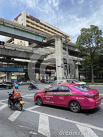 Pink colored Taxi-Meter Bangkok, Thailand. Editorial Stock Photo