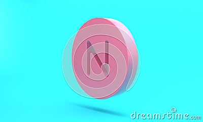 Pink Compass north icon isolated on turquoise blue background. Windrose navigation symbol. Wind rose sign. Minimalism Cartoon Illustration