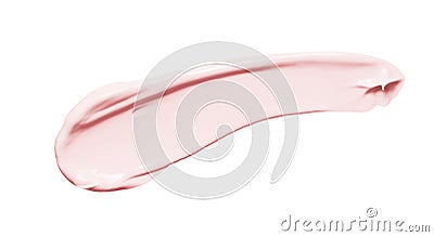 Pink cosmetic cream smear isolated on white background. Peach color beauty creme swipe. Skin care product creamy texture Stock Photo