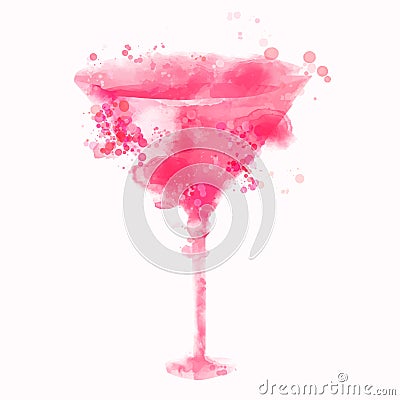 Pink cosmopolitan alcohol cocktail illustration Vector Illustration