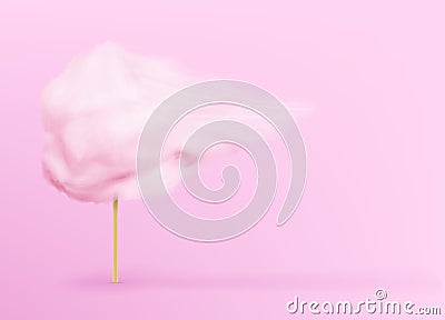 Pink cotton candy on the pink background. Sugar clouds Vector Illustration