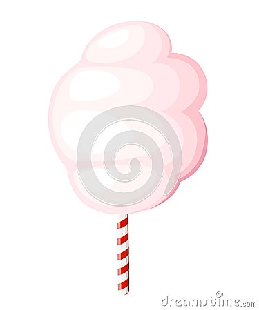 Pink cotton candy sugar cloud symbol icon dessert confection for your projects illustration isolated on white background we Cartoon Illustration