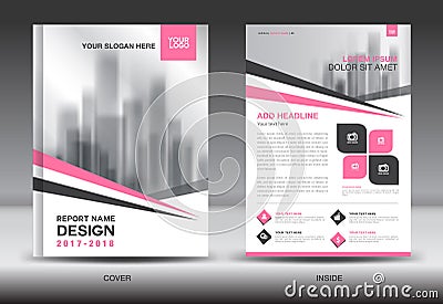 Pink Cover Annual report brochure flyer template creative design Vector Illustration