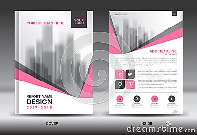 Pink Cover Annual report brochure flyer template creative design Vector Illustration