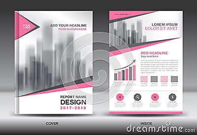 Pink Cover Annual report brochure flyer template creative design Vector Illustration