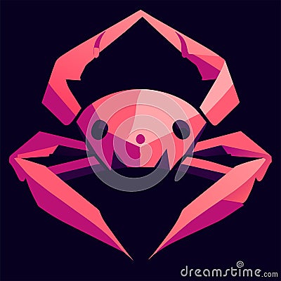 Pink crab on a dark background. Vector illustration in a flat style. AI Generated Vector Illustration