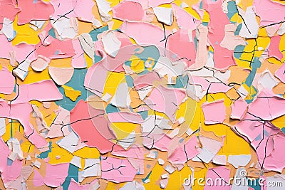 pink cracked wall paint with chip patterns Stock Photo