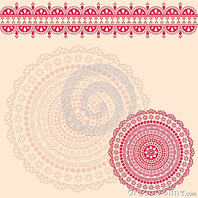 Pink and cream oriental henna mandala background Vector Illustration