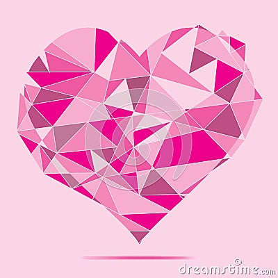 Pink crystal Heart abstract background Vector Illustration