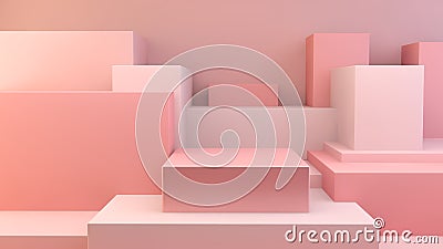 Pink cubes platform Stock Photo