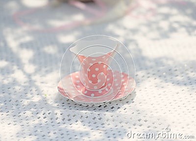 pink cup on the table Stock Photo