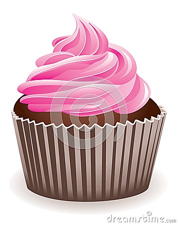 Pink cupcake Vector Illustration