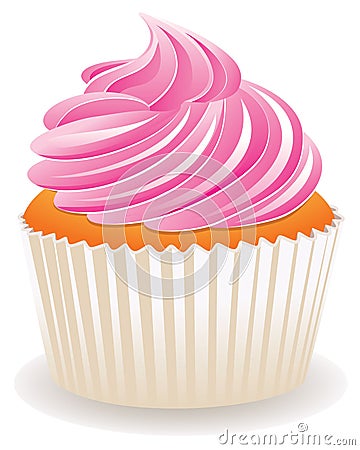 Pink cupcake Vector Illustration