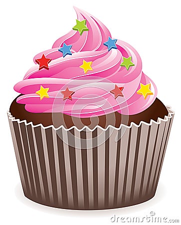 Pink cupcake Vector Illustration