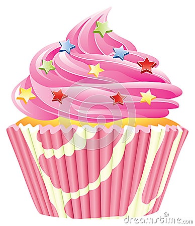 Pink cupcake Vector Illustration