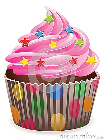 Pink cupcake Vector Illustration