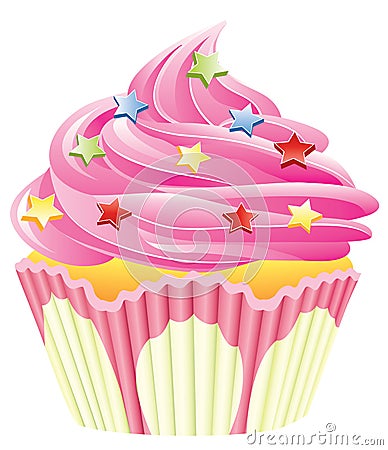 Pink cupcake Vector Illustration