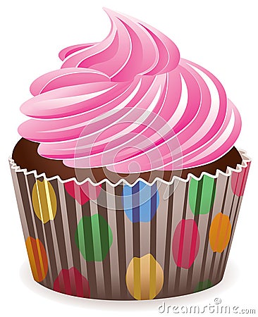 Pink cupcake Vector Illustration