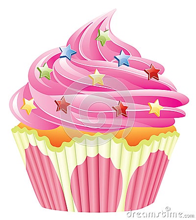 Pink cupcake Vector Illustration