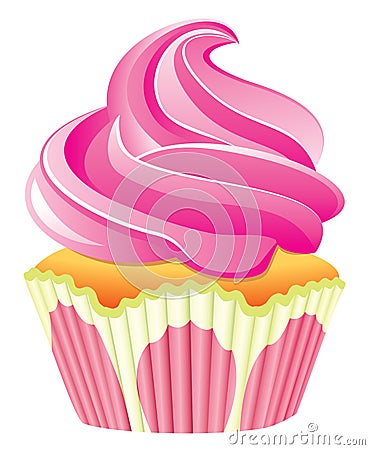 Pink cupcake Vector Illustration