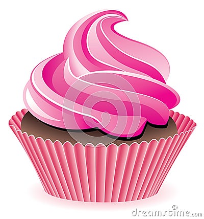 Pink cupcake Vector Illustration