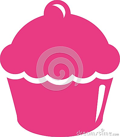 Pink Cupcake icon Vector Illustration