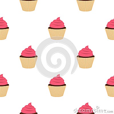 Pink cupcake pattern seamless Vector Illustration