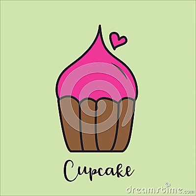 Pink Cupcake vector illustration, web icon, logo design, food vector Vector Illustration