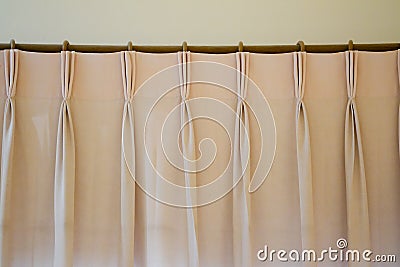 The pink curtains with ring-top rail curtain Stock Photo