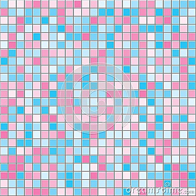 Pink and cyan square tiles seamless vector texture Vector Illustration