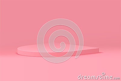 Pink 3d semicircle podium pedestal mock up for cosmetic product show presentation vector Vector Illustration