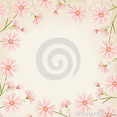 Pink daisy flowers border design element Vector Illustration