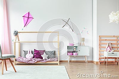 Pink decorations in kids bedroom Stock Photo