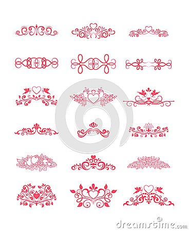 Pink Decorative Vector Curly Elements Vector Illustration