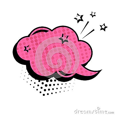 Pink dialog box, banner set. Colored empty cloud with dots and stars.Comic sound effects in pop art style. Vector Cartoon Illustration