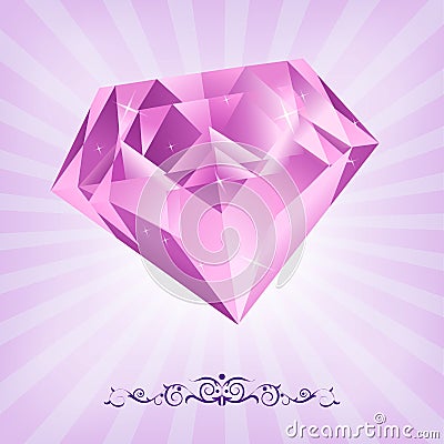 Pink diamond, fashion background Vector Illustration