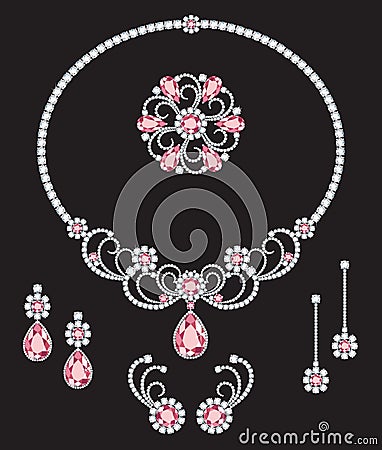 Pink diamond jewellery Vector Illustration